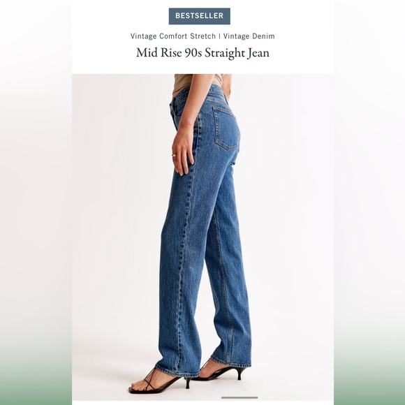 Abercrombie jeans 90s straight leg mid rise Size 35 / 20 new with tags - Picture 5 of 15